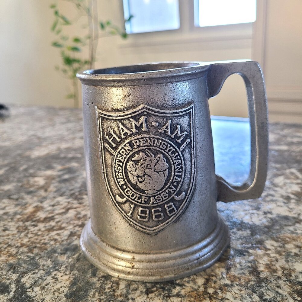 Vintage Pewter Ham Am Golf Cup 1968 with Pig